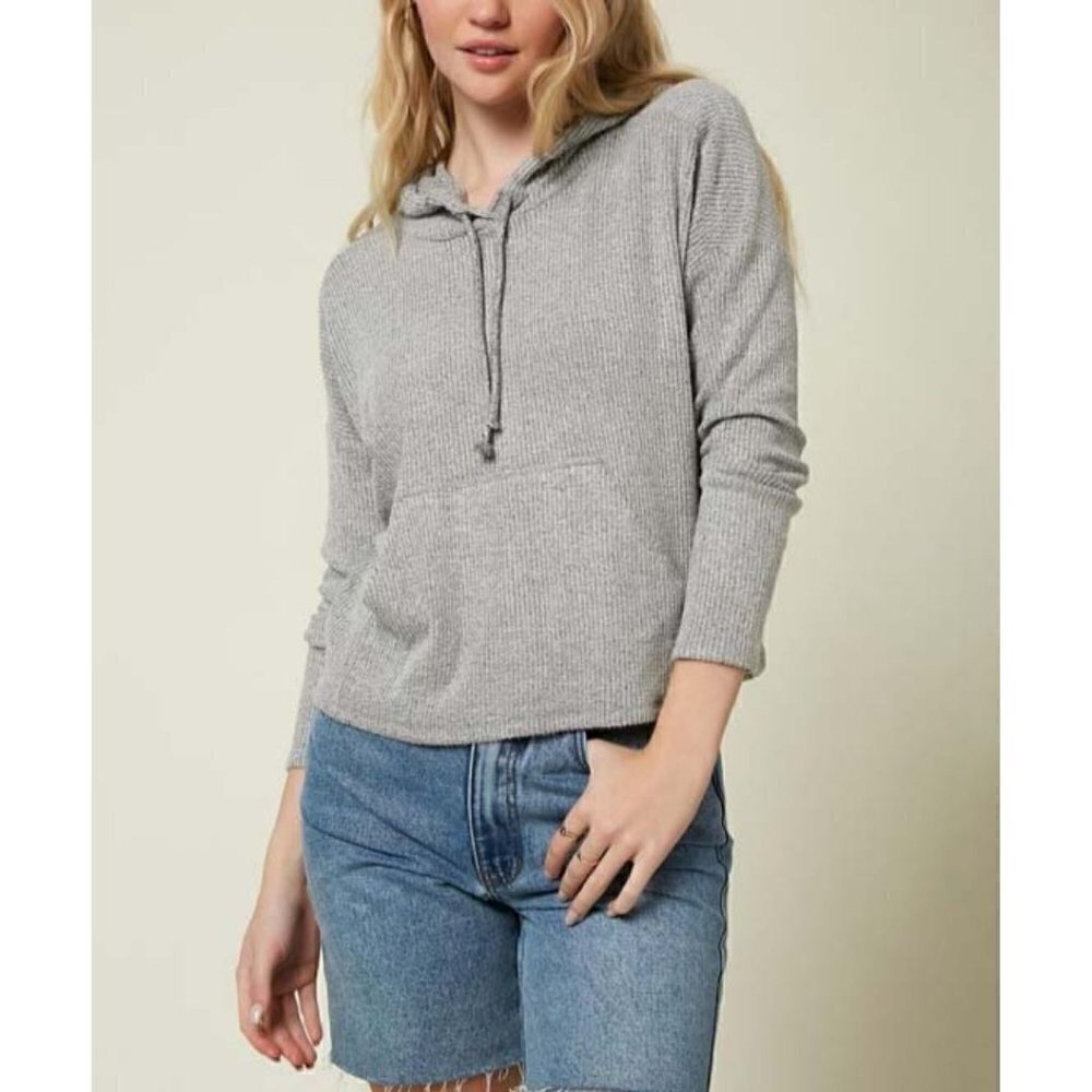 NWT O'Neill Kenz Ribbed Hoodie Heather Grey XS
